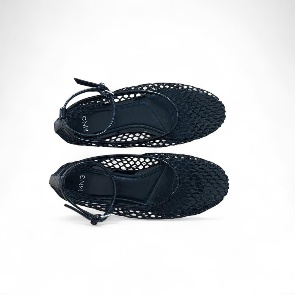 Mango Black Flats with Mesh Design